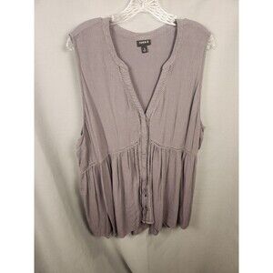 Torrid Babydoll Crinkle Gauze Tunic Tank‎ Smoked Pearl Size 3